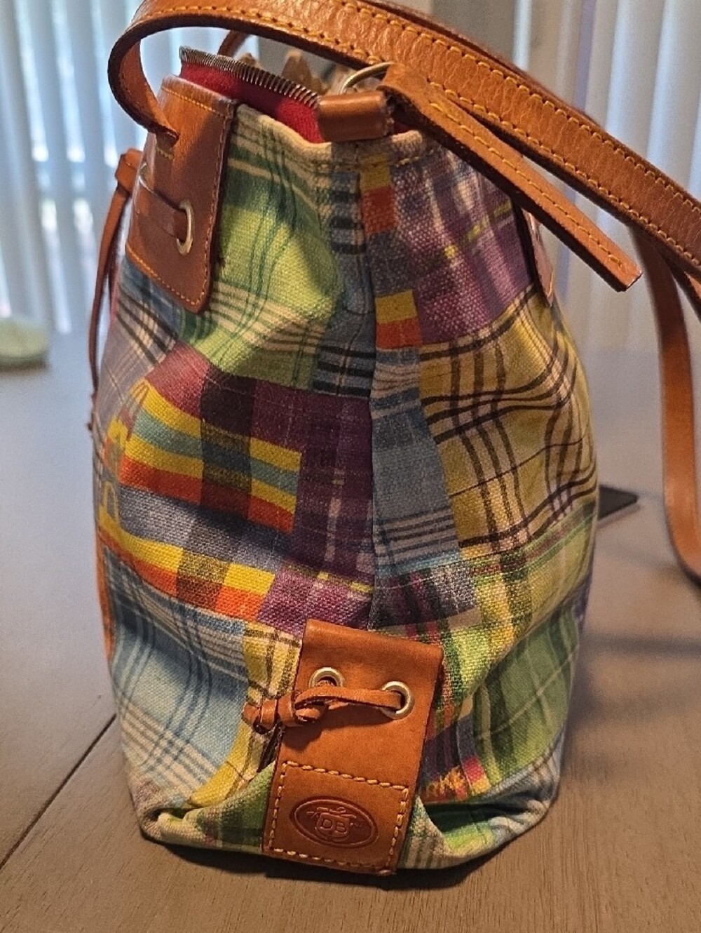 Doone & Bourke Madras Plaid Patchwork "Ant Picnic" Satchel & Card Case - Picture 6 of 13